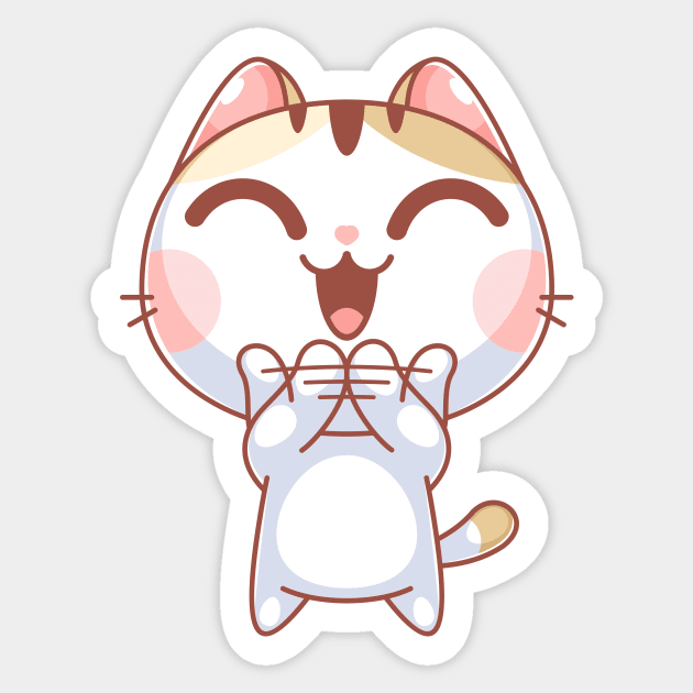 Cute cat is clapping Sticker by Wawadzgnstuff